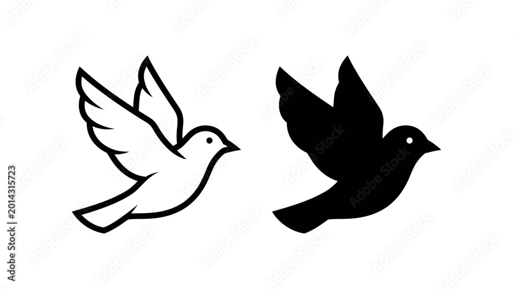Fototapeta premium Bird Silhouette Vector Icon Set