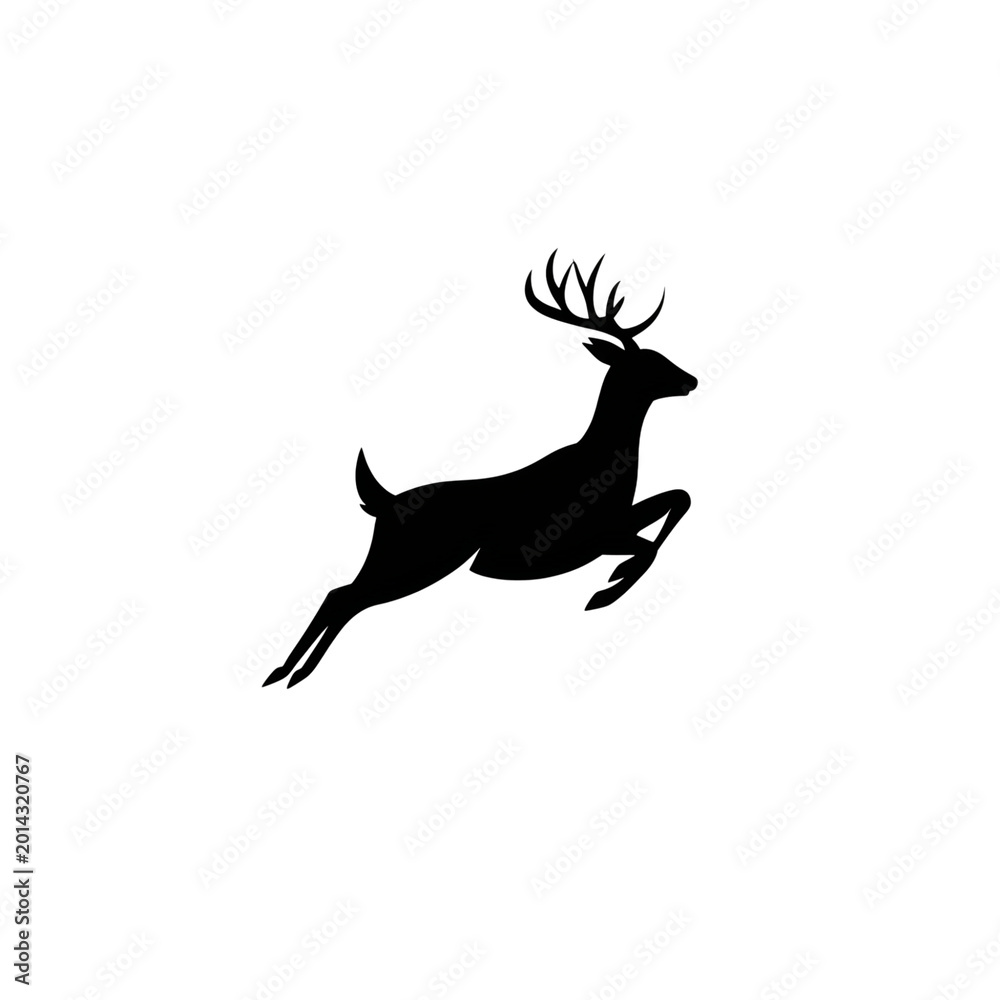 Fototapeta premium Black deer silhouette running isolated on a transparent background