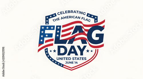 Flag day stamp with american flag