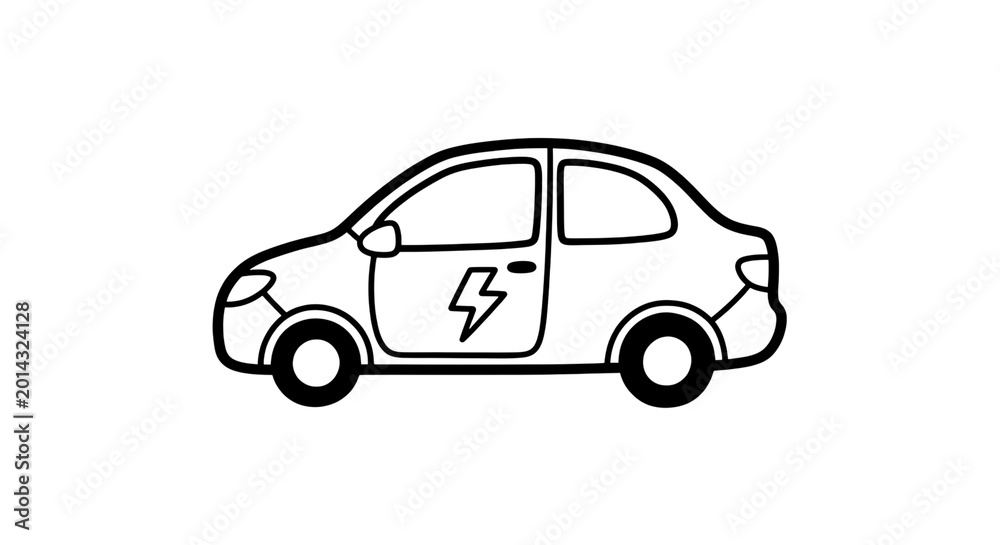Obraz premium Electric car with lightning symbol.