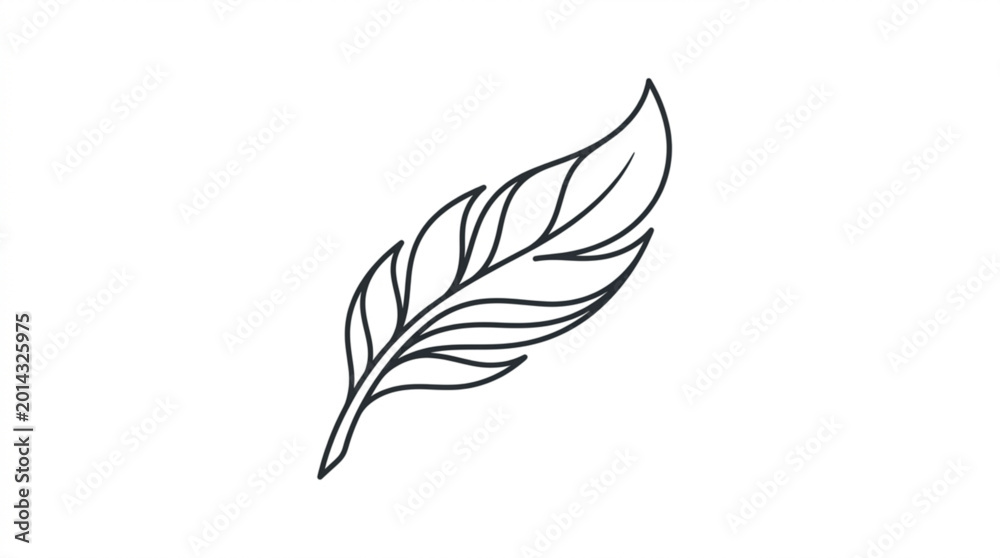 Obraz premium A minimalist line drawing of a single feather or leaf