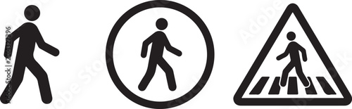 Schilderij op canvas Black pedestrian signs and icons on white