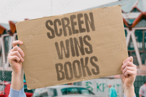 Bilde på lerret "Screen Wins Books" Digital screen time has overtaken book reading for all ages