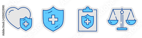 Принти на полотні Health and protection icons displaying shields and balance