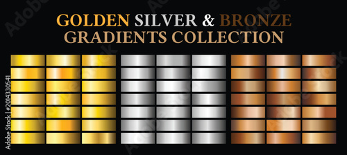 Photos Golden Silver and Bronze Metal Gradients Mega Set for Graphic Design
