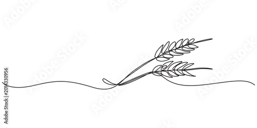 Quadro su tela Ears of wheat one continuous line drawing