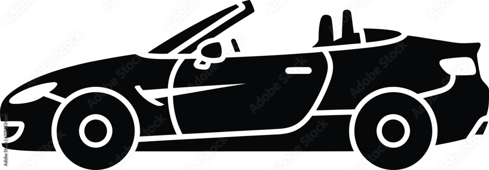 Naklejka premium Side view convertible sports car icon