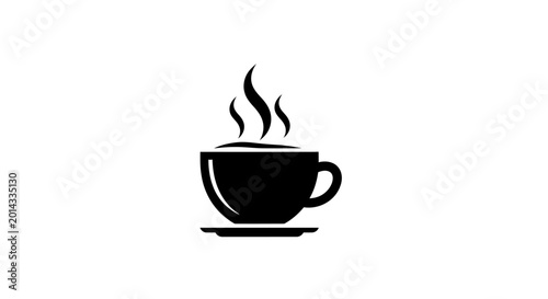 Schilderij op canvas Steaming hot black coffee cup icon with wisps of steam rising minimalist silhoue