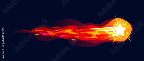 Konstfotografi Gun fire trail effect for game, laser energy with flame or lightning clot, vector cartoon comic VFX