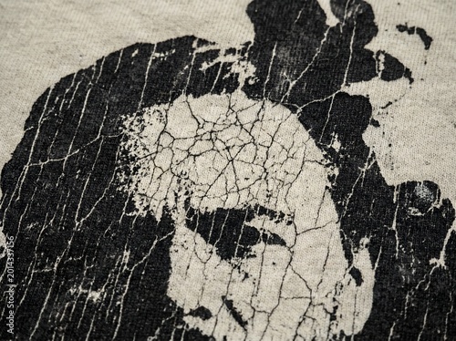 Cracked plastisol texture with distressed black and white pattern