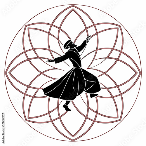 Photos Silhouette of a whirling dervish dancer in ecstatic pose within a geometric