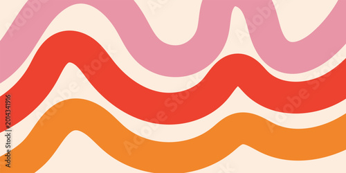 Vibrant wavy lines in pink red orange and cream colors