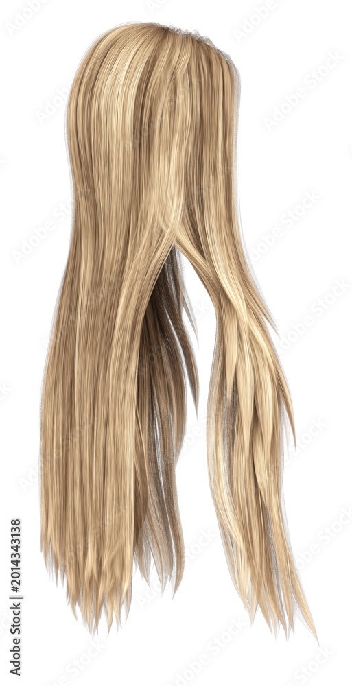 Naklejka premium 3d render extra long straight blonde hair isolated