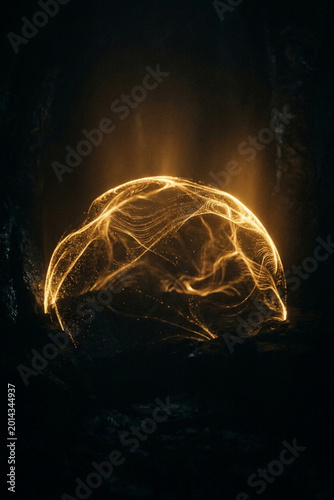 Abstract golden light barrier protection concept