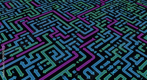 Complex Maze with Arrows, Navigation, Decision Making, Abstract Background