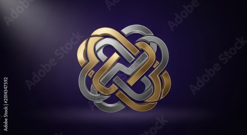 gold and silver knot on dark background
