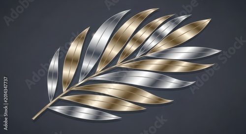 Golden and silver metallic leaf on dark background