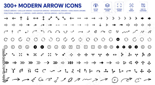 Photos Comprehensive collection of diverse modern arrow icons featuring various styles