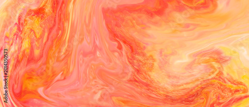 Abstract marble paint texture with vibrant coral orange yellow and pink swirls flowing background