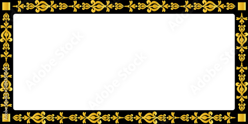 Foto Luxurious golden ornate rectangular border frame with intricate scrollwork and e
