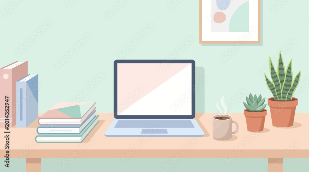 Fototapeta premium Home office workspace with laptop 1. 