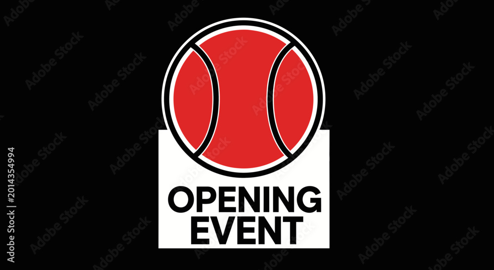 Fototapeta premium Red Tennis Event Opener For Branding With Bold Graphics and Black Background