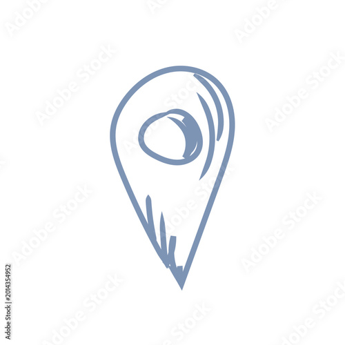 Location Pin pointer pushpin sign symbol travel ui mascot logo icon doodle
