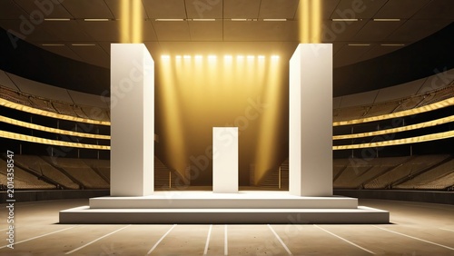Empty Stadium Podium with Golden Light