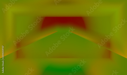 Quadro su tela Horizontal rectangular composition with central trapezoidal green plane and dark