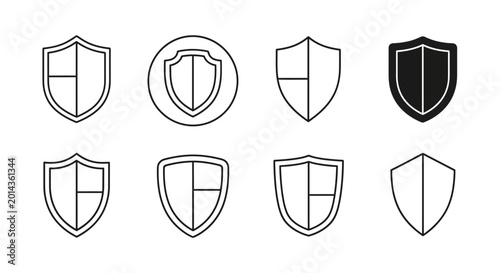 Minimalist Shield Icon Set for Security and Protection Web UI