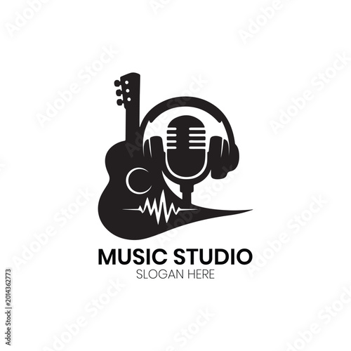Schilderij op canvas Modern Minimalist Music Studio Logo for Professional Audio Production Recording