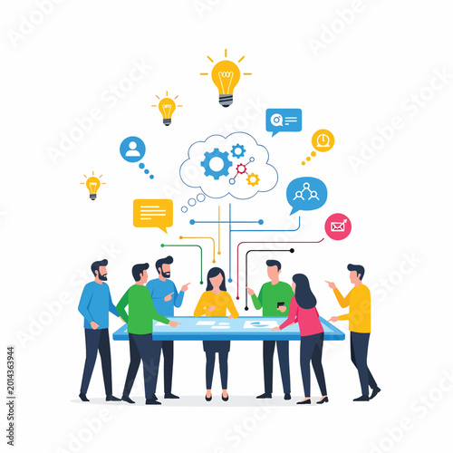 Foto Diverse group of business people brainstorming.