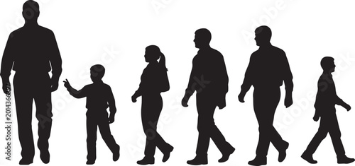 Canvastavla Black Solid New Hire Shadowing Manager Silhouettes Set of Six on White Backgroun