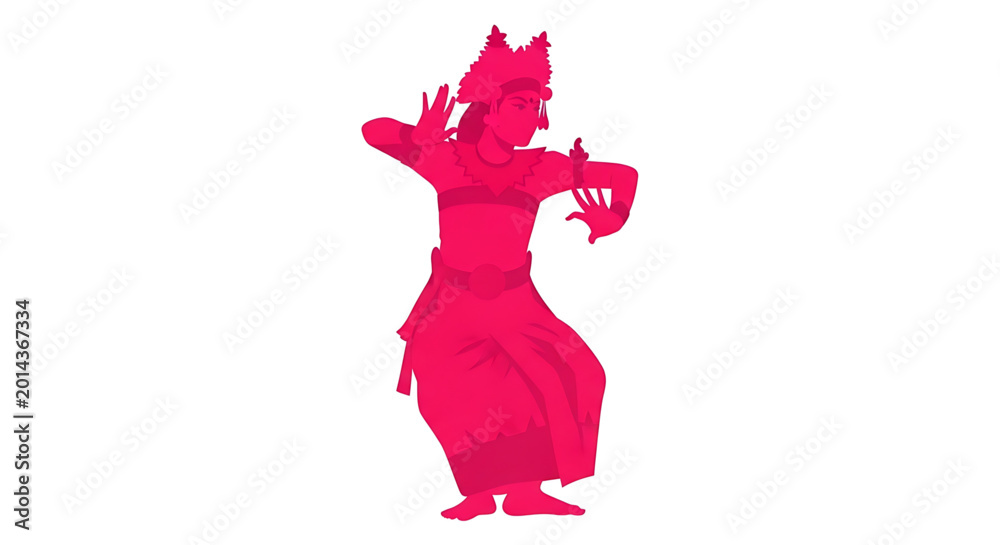 Fototapeta premium Balinese dancer silhouette in traditional costume performing a cultural dance
