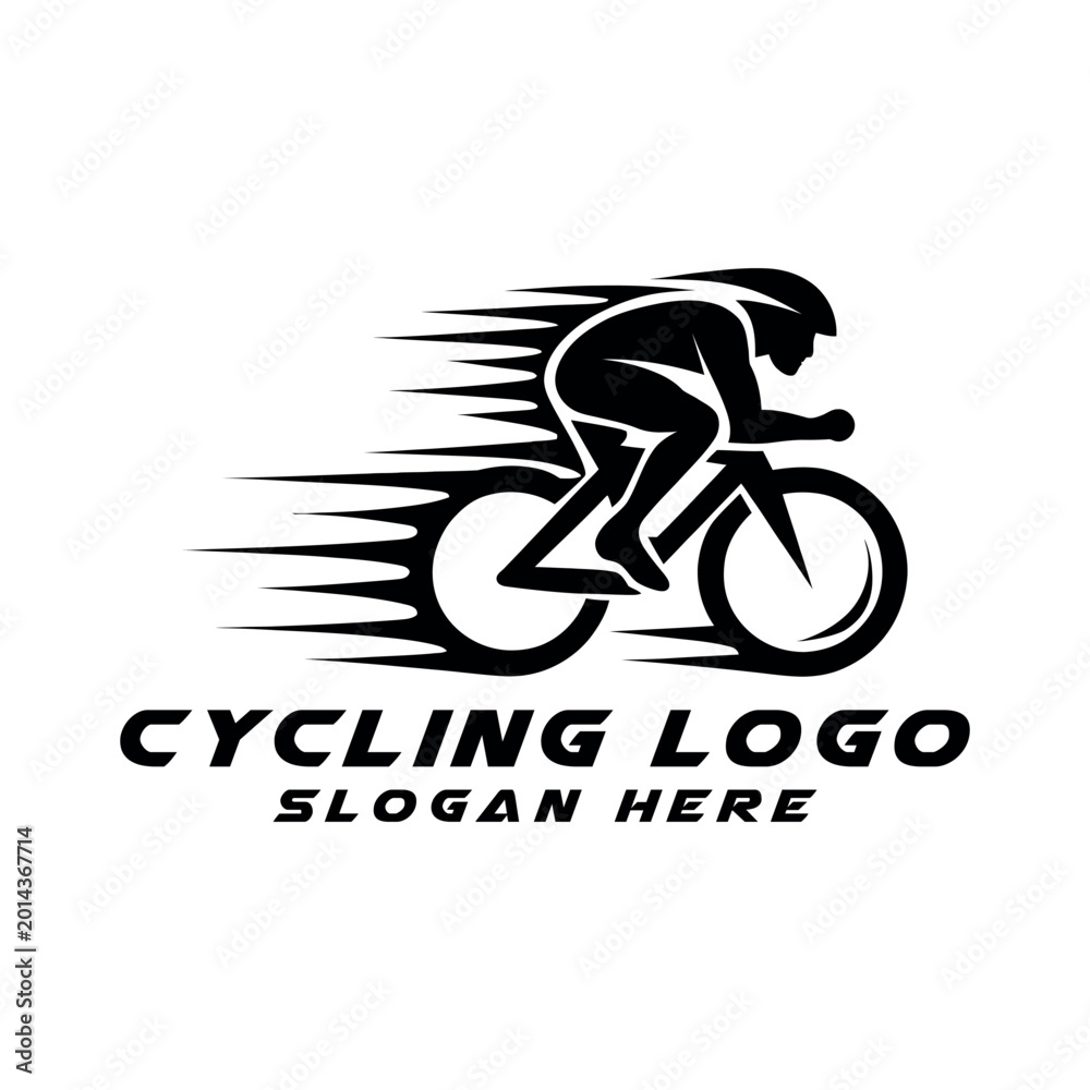 Fototapeta premium cycling logo design silhouette vector line art logo design