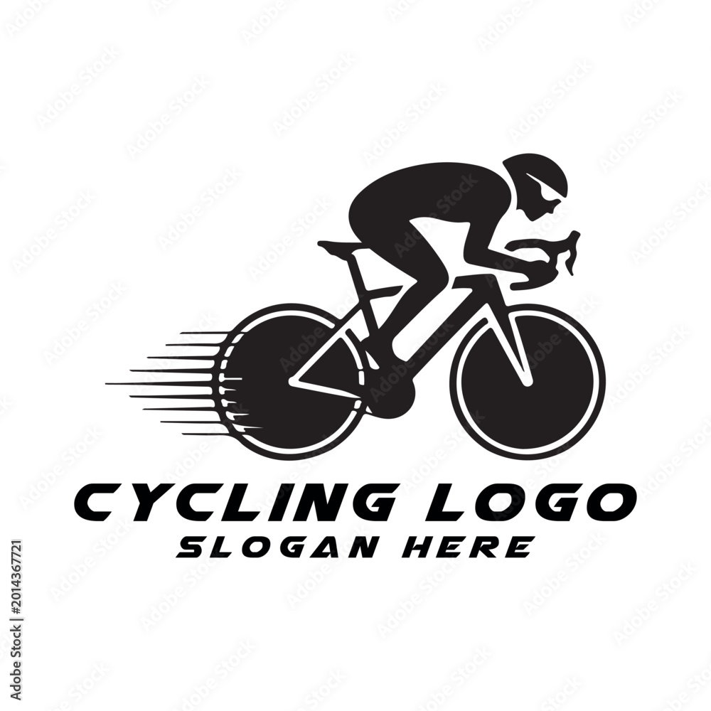 Fototapeta premium cycling logo design silhouette vector line art logo design
