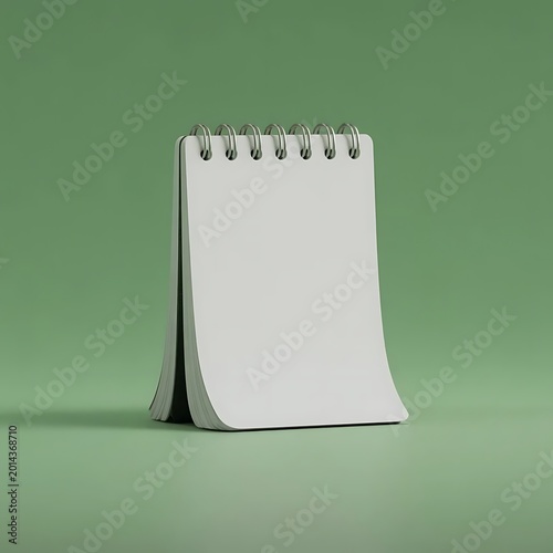 Minimalist Blank Spiral Notebook Mockup on Sage Green Background