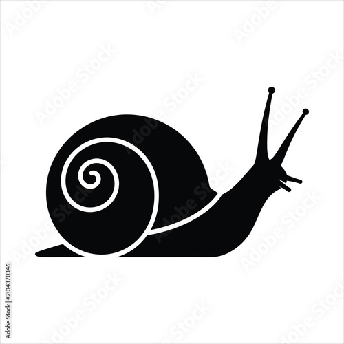 Tableau sur toile Snail gastropod mollusk garden animal vector silhouette illustration