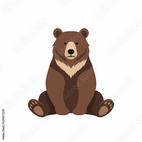 Bilde på lerret Brown bear sitting on ground calmly 1.