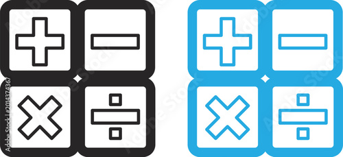 Fotografi Mathematical operations icons set addition subtraction multiplication division