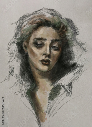 Cuadro en lienzo Study of a Pre-Raphaelite woman