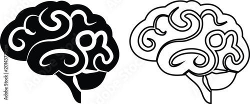 Canvastavla human brain vector icon set, collection and group of neurological anatomy mind i