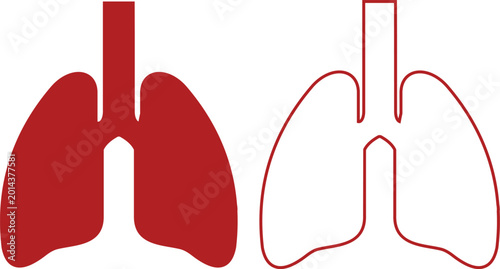 Foto human lung vector icon set, collection and group of respiratory system anatomy m