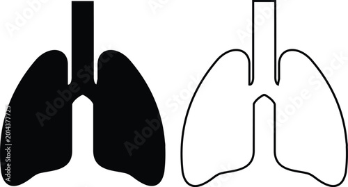 Foto human lung vector icon set, collection and group of respiratory system anatomy m