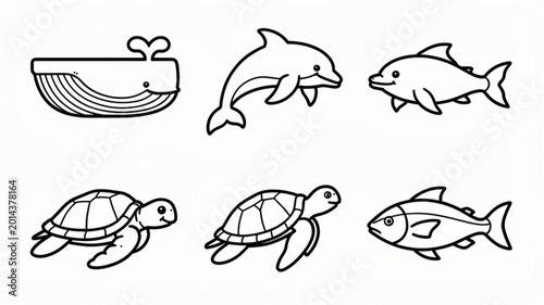 Canvastavla Marine animals sea creatures ocean wildlife.