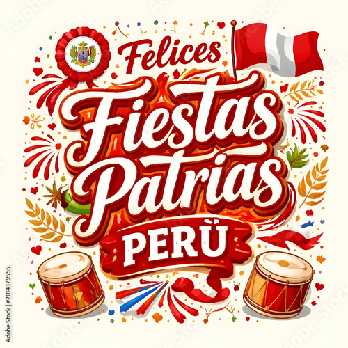 Felices Fiestas Patrias Peru Greeting Card