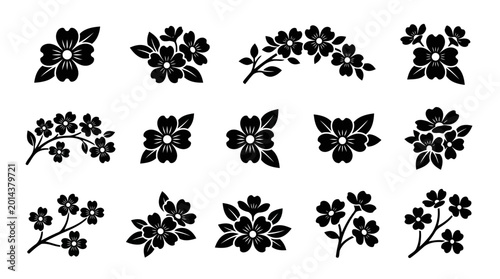 Dogwood Blossom Vector Illustration | Elegant Botanical Floral Artwork | Spring Bloom Nature Design