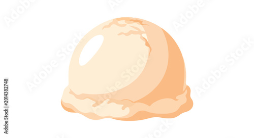 Single scoop of creamy vanilla ice cream illustration isolated on white background