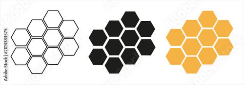 Honeycombs icon. Natural honeycomb icons collection. Beeswax hive icons. vector isolated on white background.