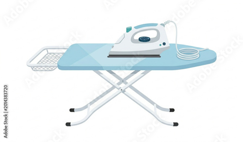 Minimal ironing board and iron vector icon set isolated on white background EPS10